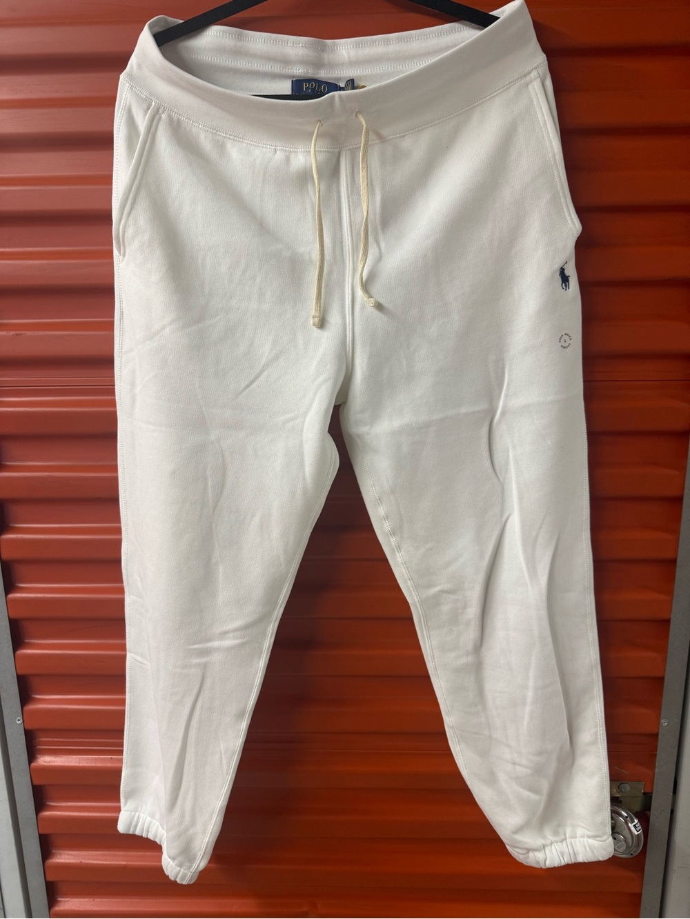 Polo by Ralph Lauren White Men's Jogger Sweatpants with Navy Logo